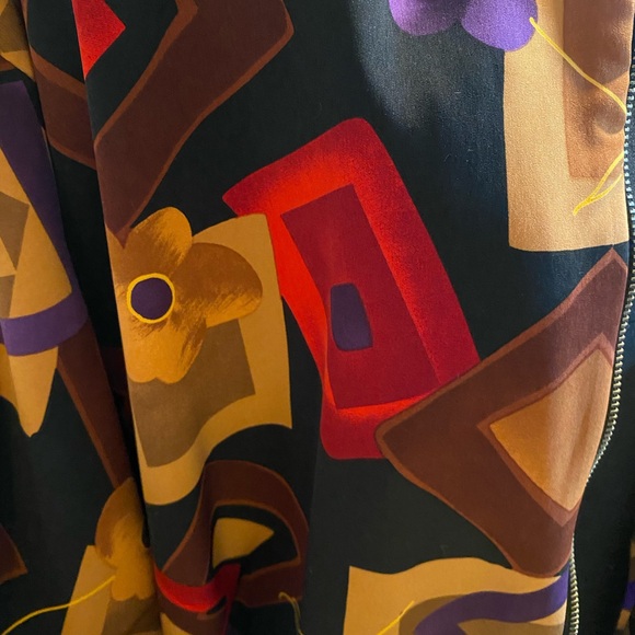 Vintage Colorful Geometric and Floral Bomber Jacket Size Large - Picture 5 of 6